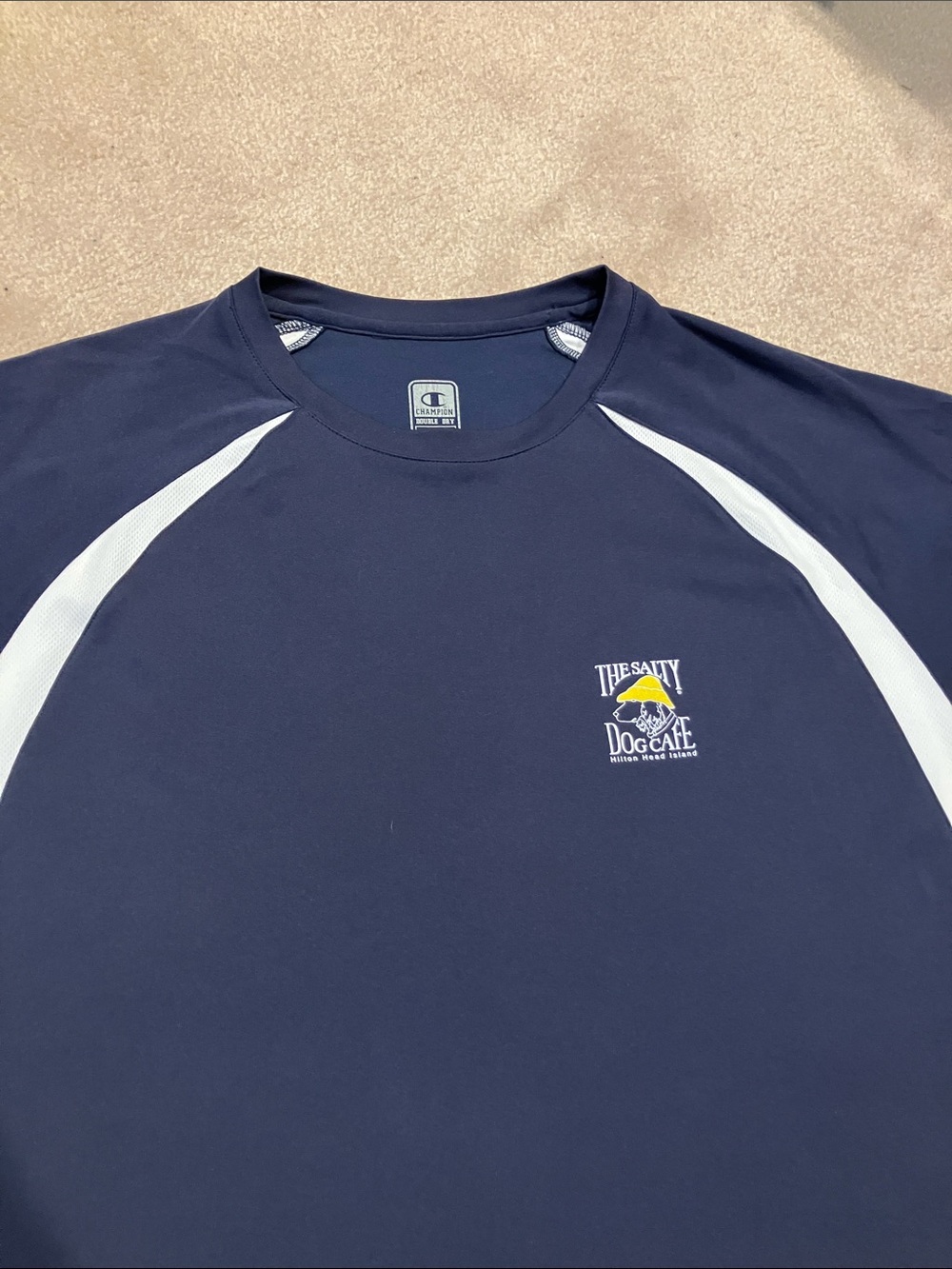 Champion Blue Crewneck Shirt with Salty Dog Subtle Logo Print